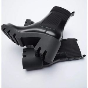 Zara lug sole chunky platform sock boots